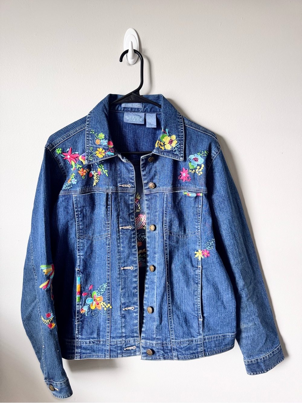 Blassport Embroidered Floral Denim Jacket -